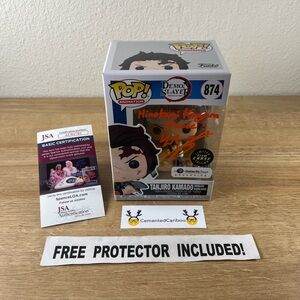 Tanjiro Glow Chase Funko Pop #874 Demon Slayer COA Signed Autograph NEAR MINT
